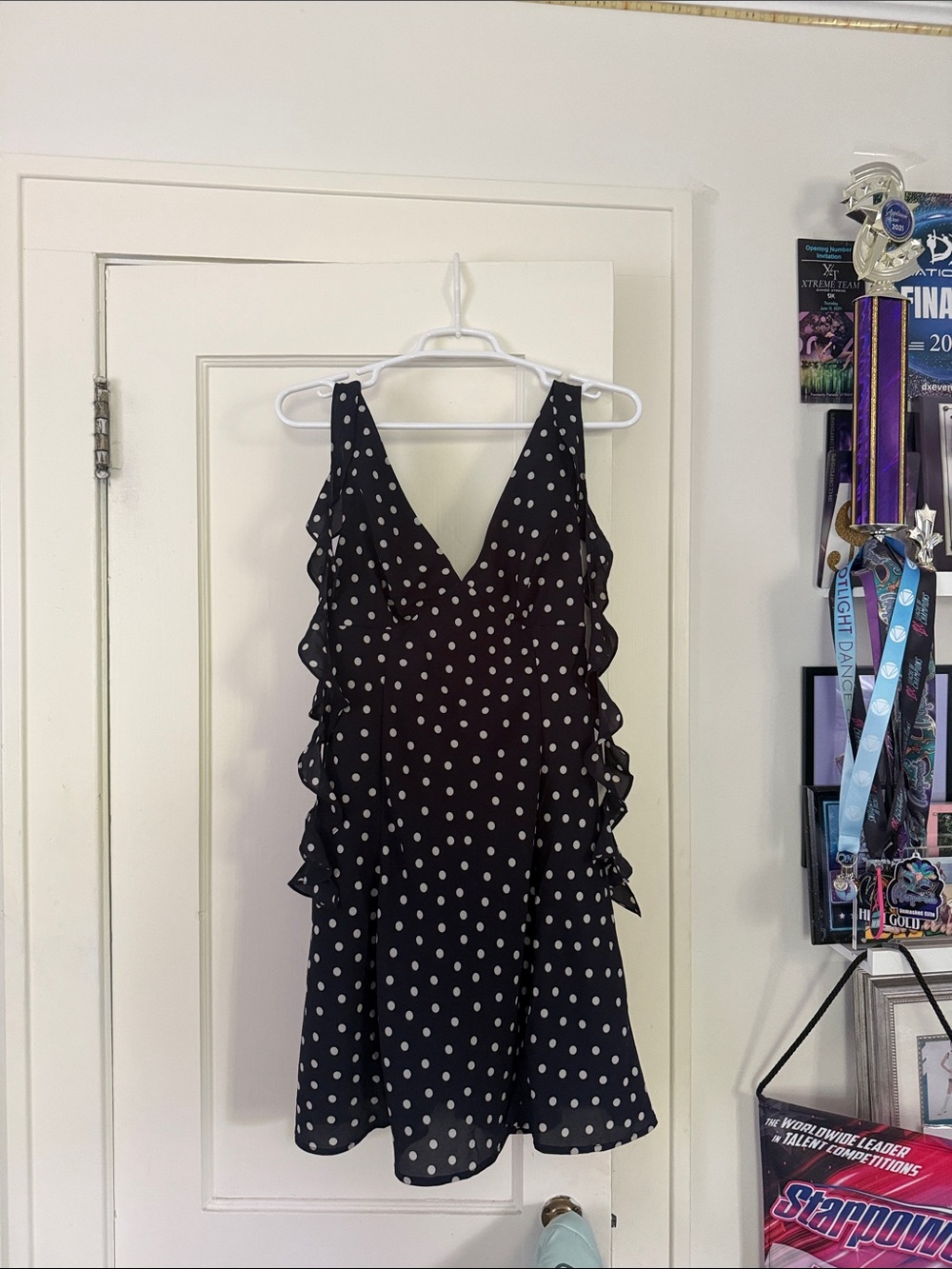 Polkadot and moonbeams Black Polka Dot Ruffle Mini Dress